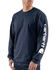 Image #2 - Carhartt Men's Loose Fit Heavyweight Long Sleeve Logo Graphic Work T-Shirt - Big & Tall, Navy, hi-res