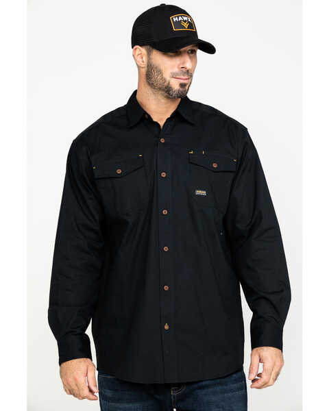 Ariat Men's Rebar Made Tough Durastretch Long Sleeve Work Shirt , Black, hi-res