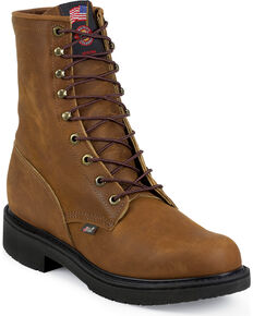 Justin Men's Cargo 8" Electrical Hazard Lace-Up Work Boots - Soft Toe, Bark, hi-res