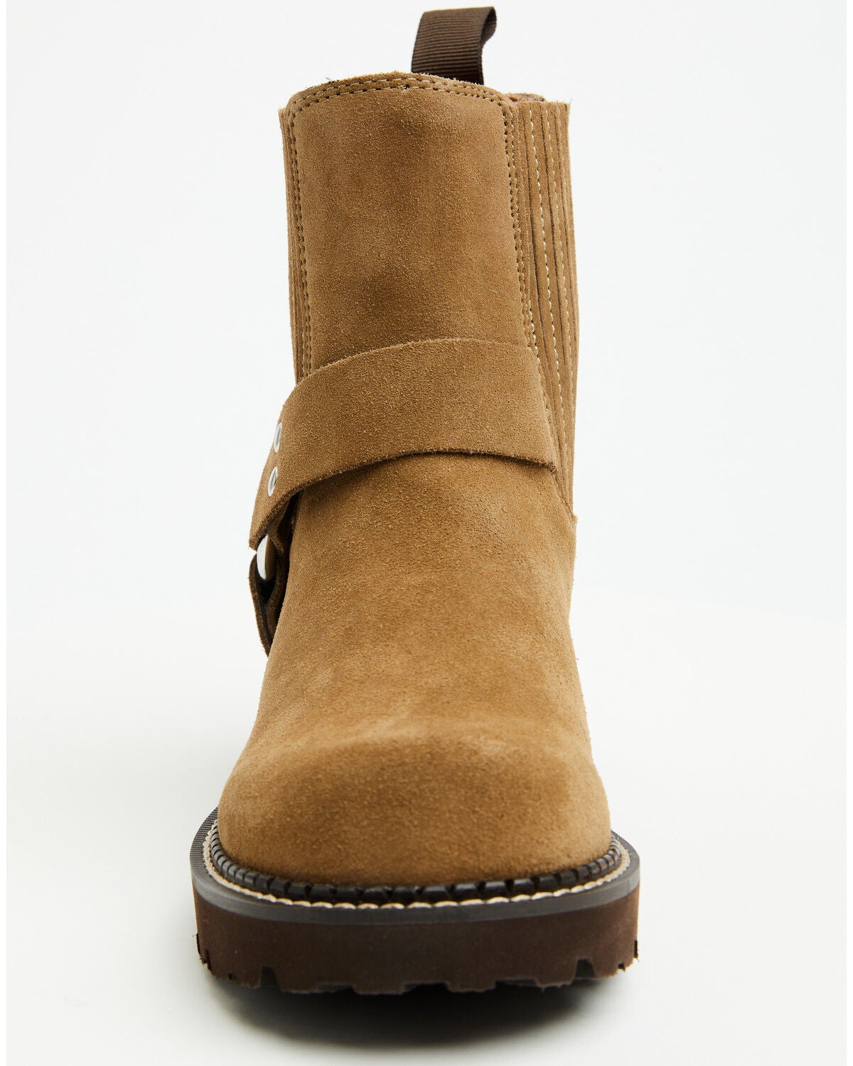 Image #4 - Ariat Women's Fatbaby Harness Suede Chelsea Boots - Round Toe, Tan, hi-res