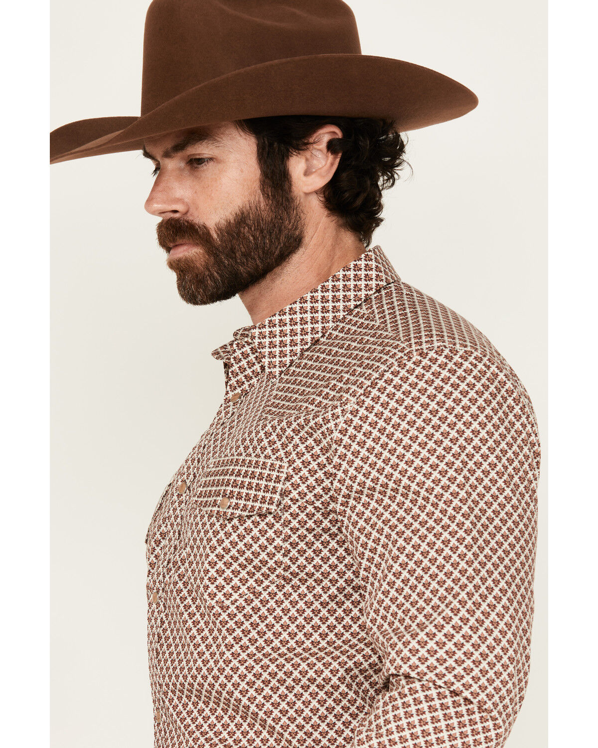Image #2 - Gibson Trading Co Men's Torch Geo Long Sleeve Snap Western Shirt, Cream, hi-res