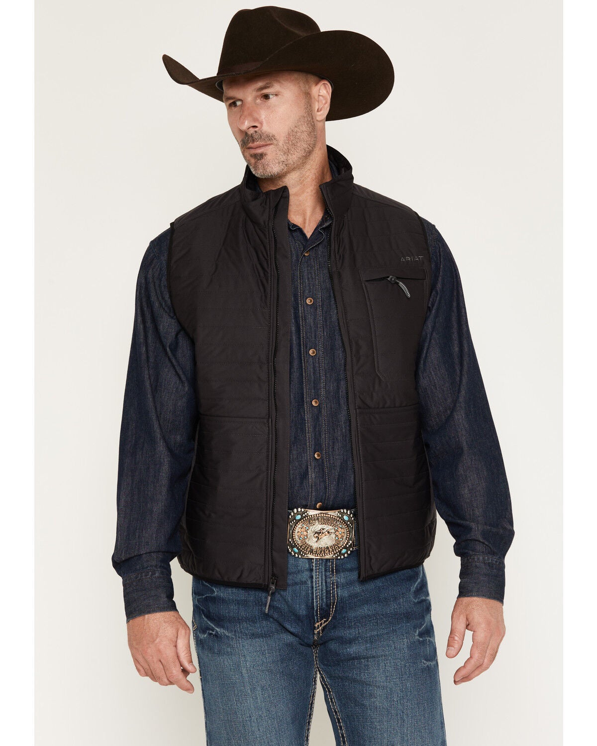 Image #1 - Ariat Men's Wylie Vest, Black, hi-res