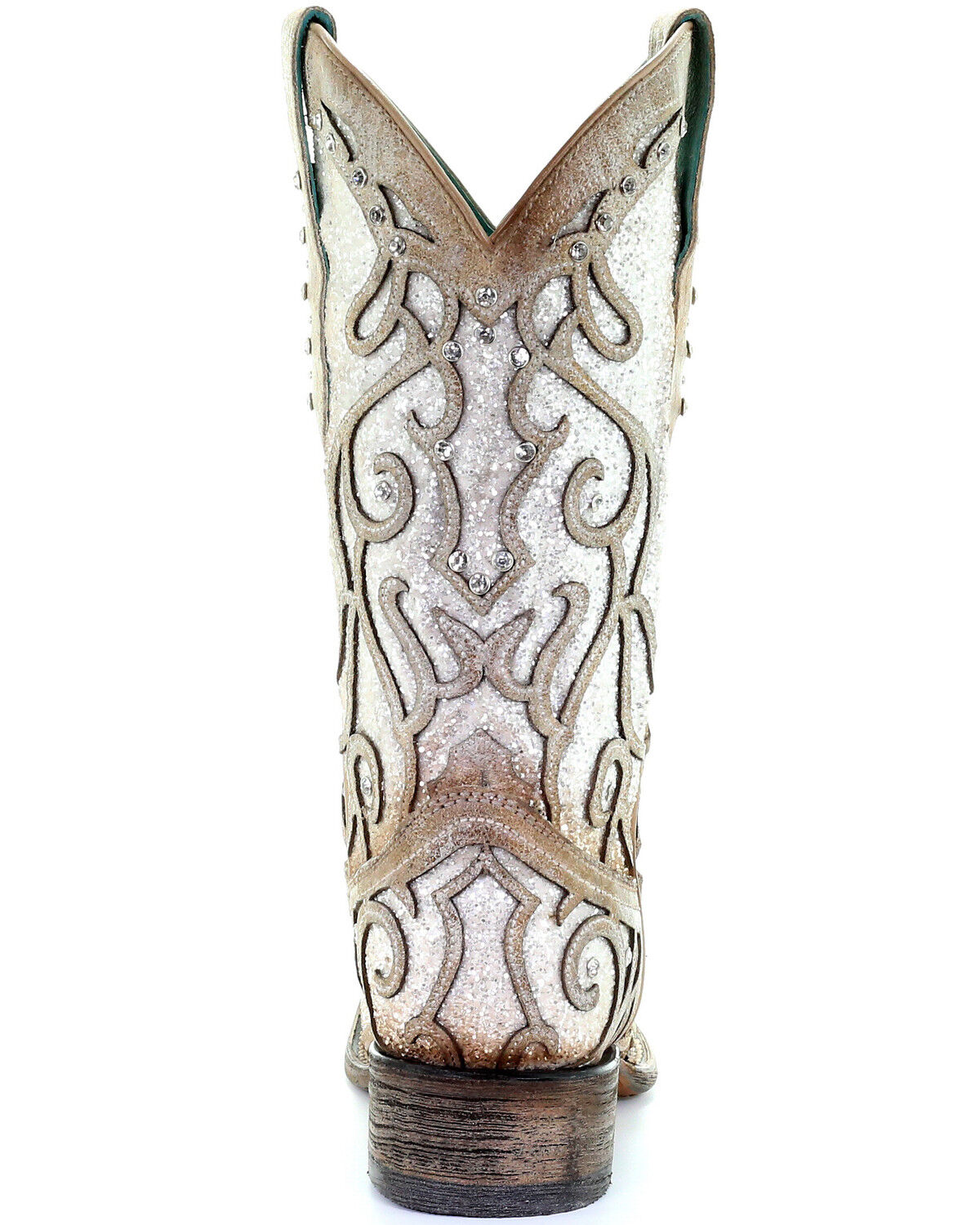 Image #4 - Corral Women's White Glitter Inlay Western Boots - Square Toe, , hi-res