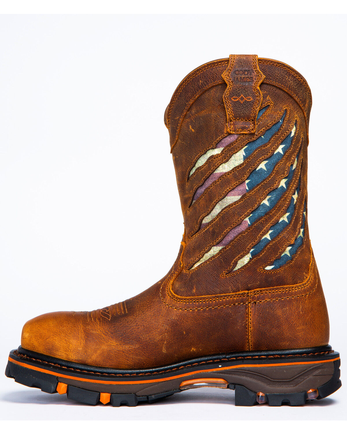 Image #5 - Cody James Men's Flag Western Work Boots - Nano Composite Toe, Brown, hi-res