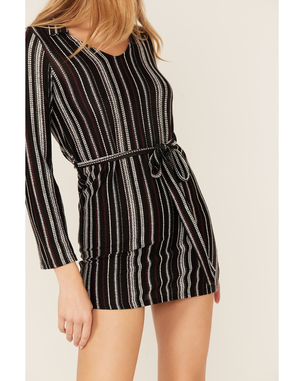 Image #3 - Sadie & Sage Women's Never Too Much Stripe Mini Dress, Black, hi-res