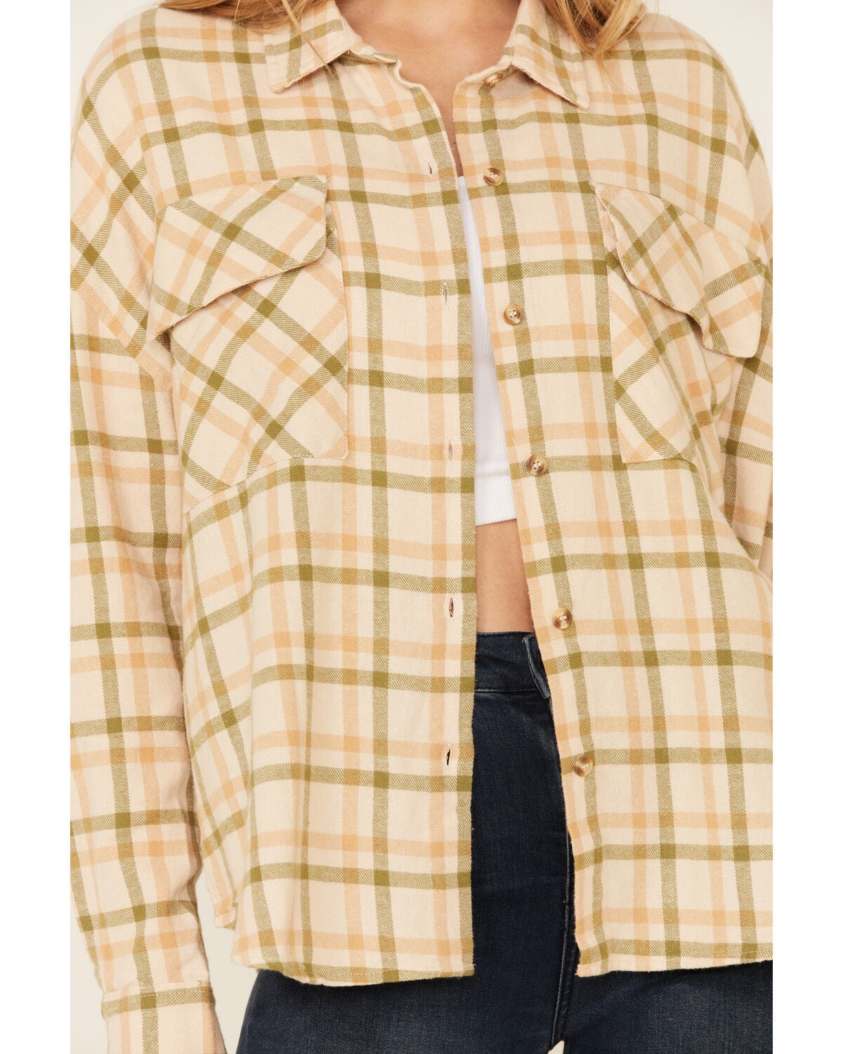 brown plaid shirt women's