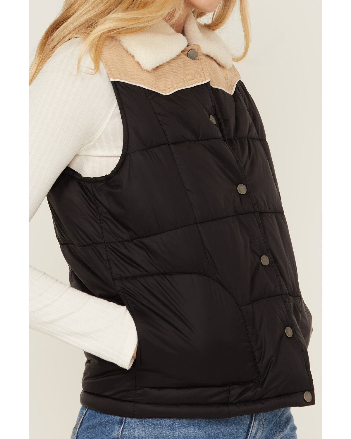 Image #3 - Idyllwind Women's Color Block Snap Vest, Black, hi-res