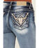 Image #2 - Miss Me Women's Medium Wash Mid Rise Denim Pieced Long Horn Stretch Bootcut Jeans, Medium Blue, hi-res