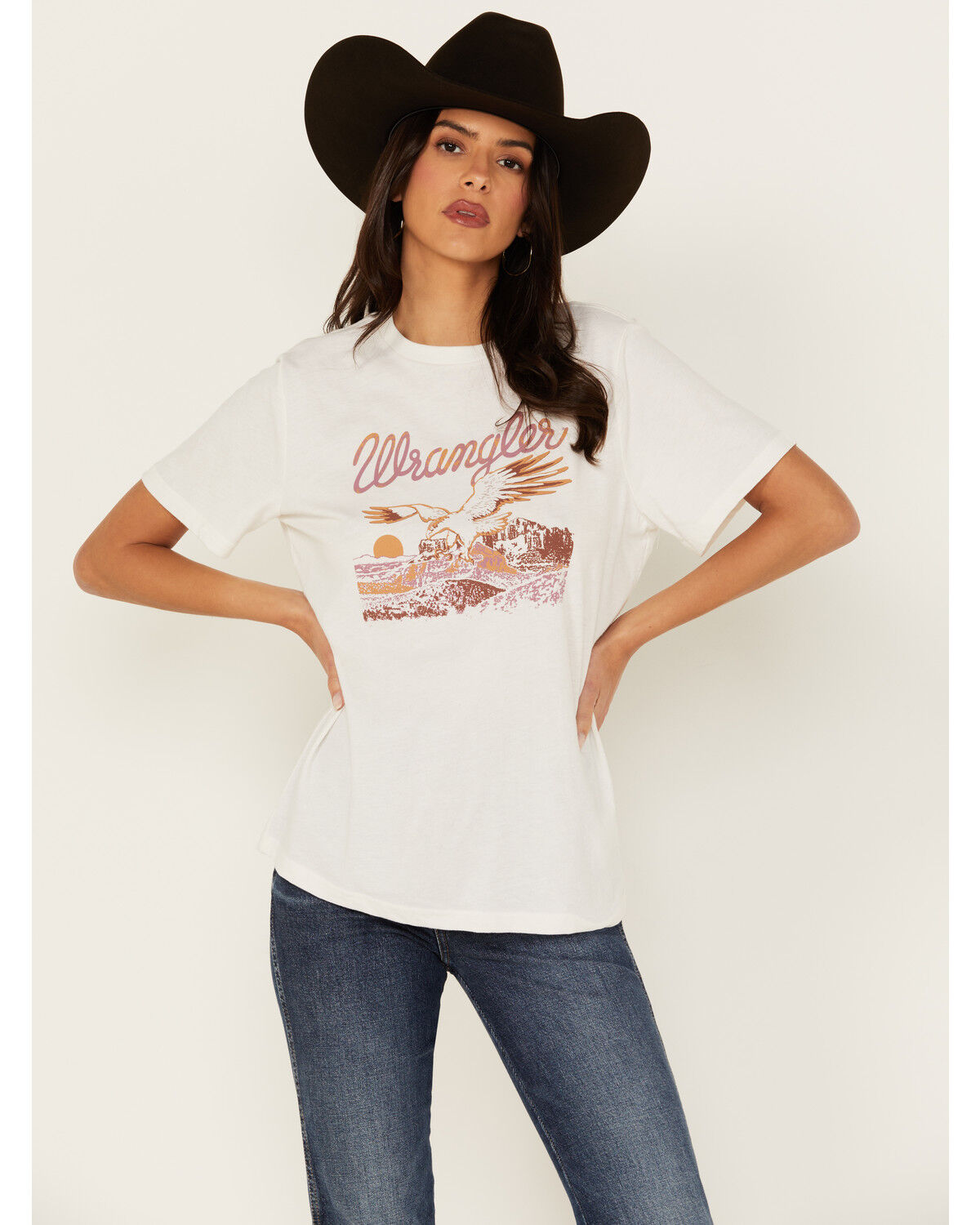 Image #1 - Wrangler Women's Scenic Short Sleeve Graphic Tee, White, hi-res