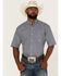 Image #1 - Roper Men's Liberty Bell Foulard Geo Print Short Sleeve Snap Western Shirt , Navy, hi-res