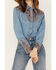 Image #2 - Scully Women's Floral Embroidered Western Shirt, Blue, hi-res