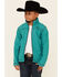 Image #1 - Powder River Outfitters Boys' Honeycomb Performance Zip-Front Fleece Jacket , Jade, hi-res