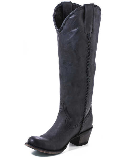 Image #2 - Lane Women's Plain Jane Charcoal Tall Western Boots - Round Toe , Black, hi-res