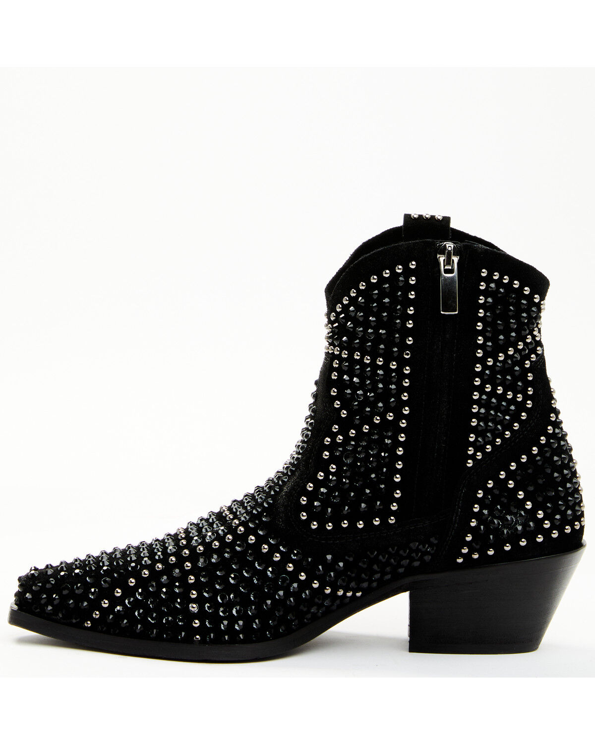 Image #3 - Italian Cowboy Women's Astra Studded Fashion Booties - Snip Toe, Black, hi-res