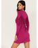 Image #4 - Idyllwind Women's Bryan Long Sleeve Fringe Knit Dress, Fuchsia, hi-res
