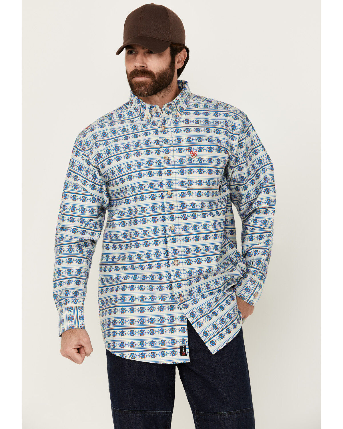 Image #1 - Ariat Men's FR Tenmile Long Sleeve Button-Down Work Shirt, White, hi-res