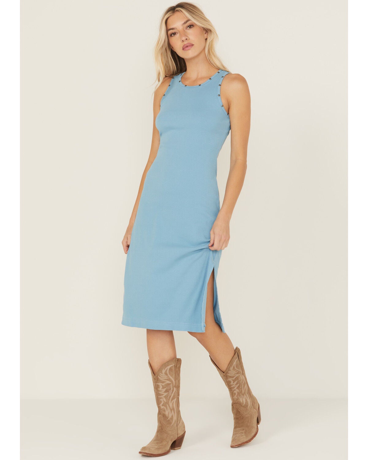 Idyllwind Women's Wild Love Ribbed Midi Dress, Light Blue, hi-res