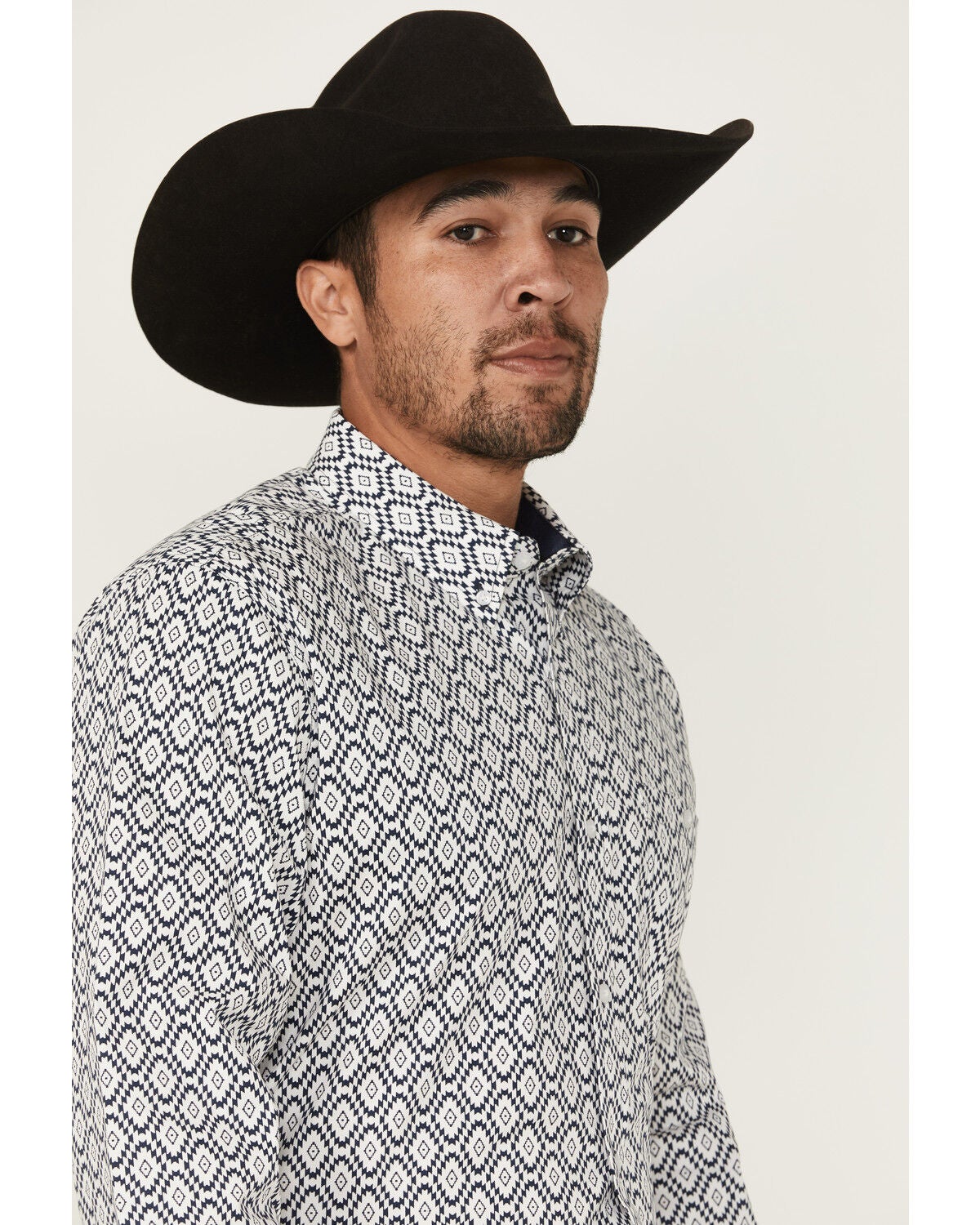 Image #2 - RANK 45&reg; Men's Desert Walk Medallion Print Long Sleeve Button-Down Stretch Western Shirt, Blue, hi-res