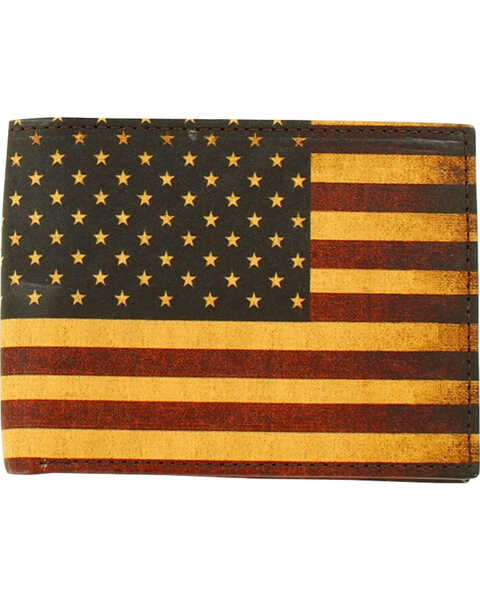 Nocona Men's Vintage USA Flag Bifold Wallet, Red/white/blue, hi-res