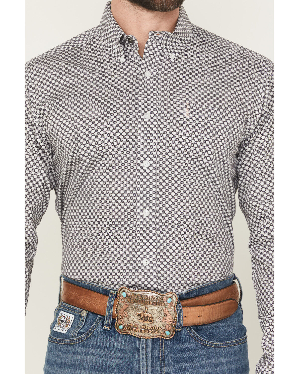 Image #3 - Cinch Men's Floral Geo Print Long Sleeve Button-Down Western Shirt, White, hi-res