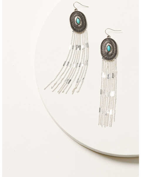 Image #1 - Cowgirl Confetti Women's Concho Chain Drop Earrings, White, hi-res