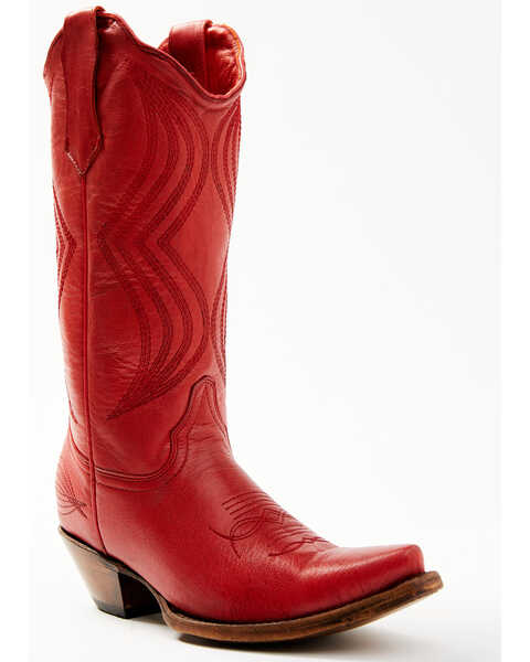 Planet Cowboy Women's It's All Red To Me Leather Western Boot - Snip Toe , Red, hi-res