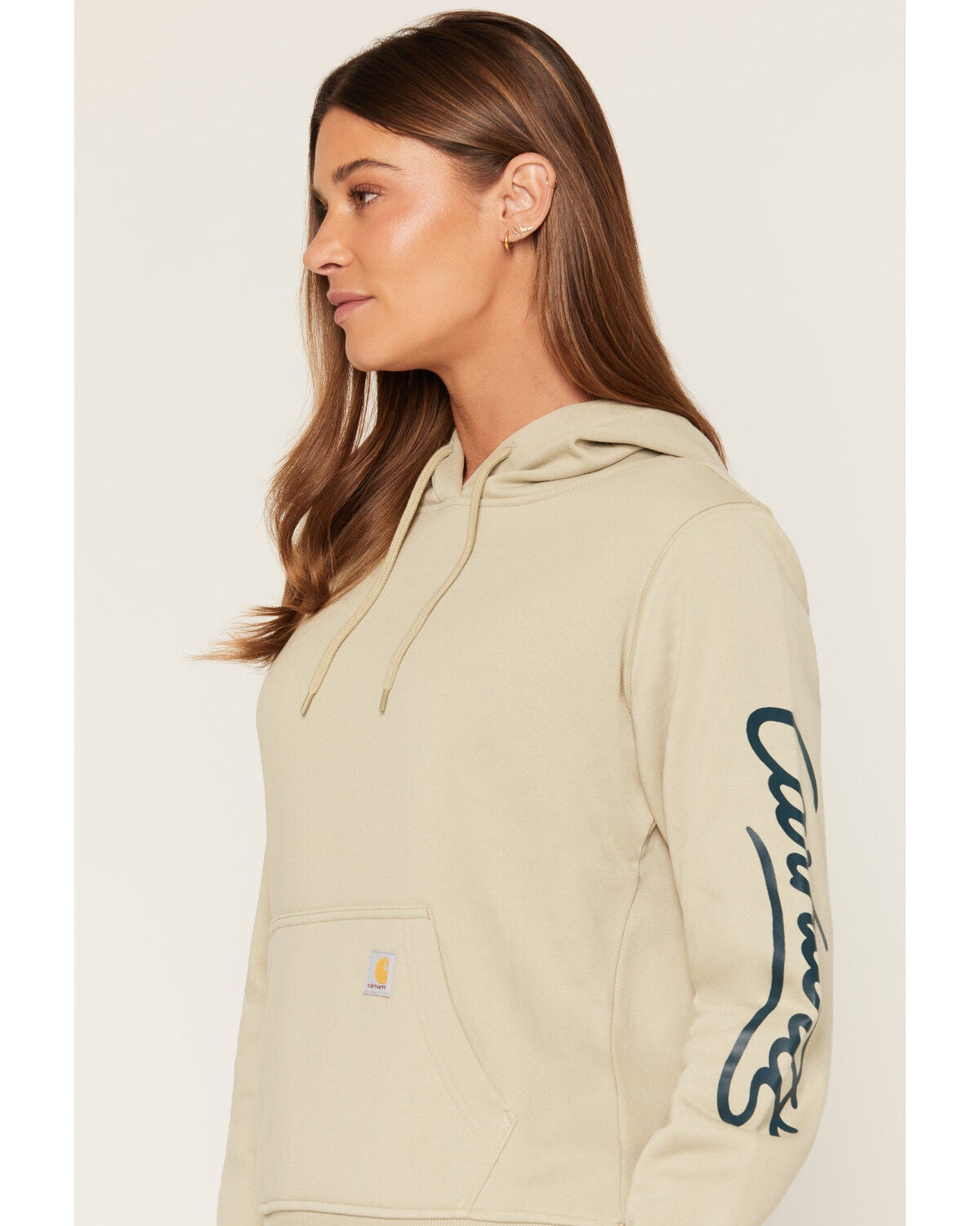 Image #2 - Carhartt Women's Sawyer Script Midweight Relaxed Fit Hoodie, Light Green, hi-res