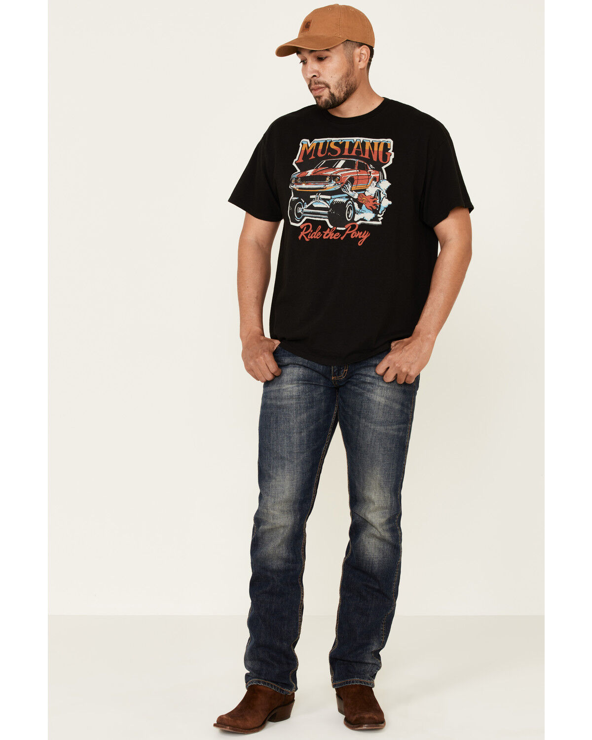 Image #2 - Junk Food Clothing Men's Mustang Ride The Pony Graphic T-Shirt, Black, hi-res