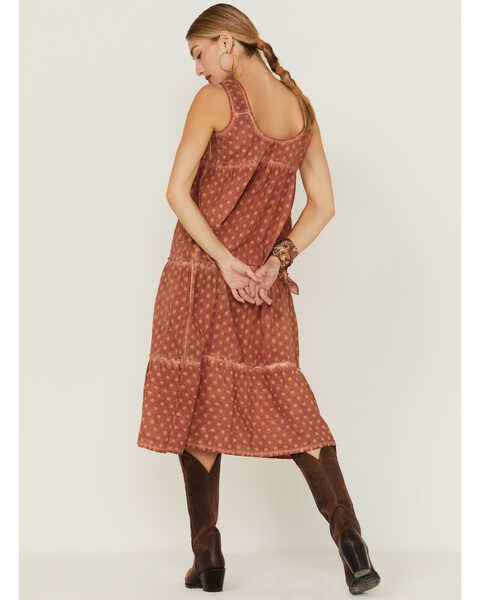 Image #5 - Cleo + Wolf Women's Textured Floral Midi Dress, Brick Red, hi-res