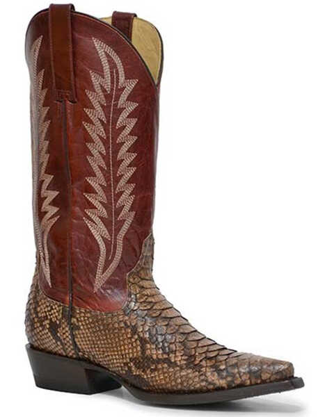 Image #1 - Stetson Women's Ember Exotic Python Western Boots - Snip Toe, Red, hi-res
