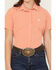 Image #3 - Cinch Women's Solid Short Sleeve Button-Down Stretch Western Shirt, Coral, hi-res