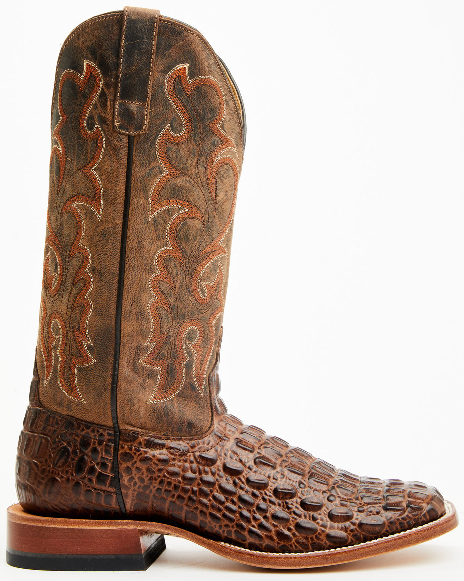 Image #2 - Horse Power Men's Nile Croc Western Boots - Square Toe, Brown, hi-res