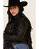 Liberty Wear Women's Black Fringe Snap Sheep Napa Jacket - Plus, Black, hi-res