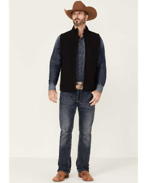 Image #2 - Justin Men's Solid Austin Zip-Front Fleece Vest , Black, hi-res