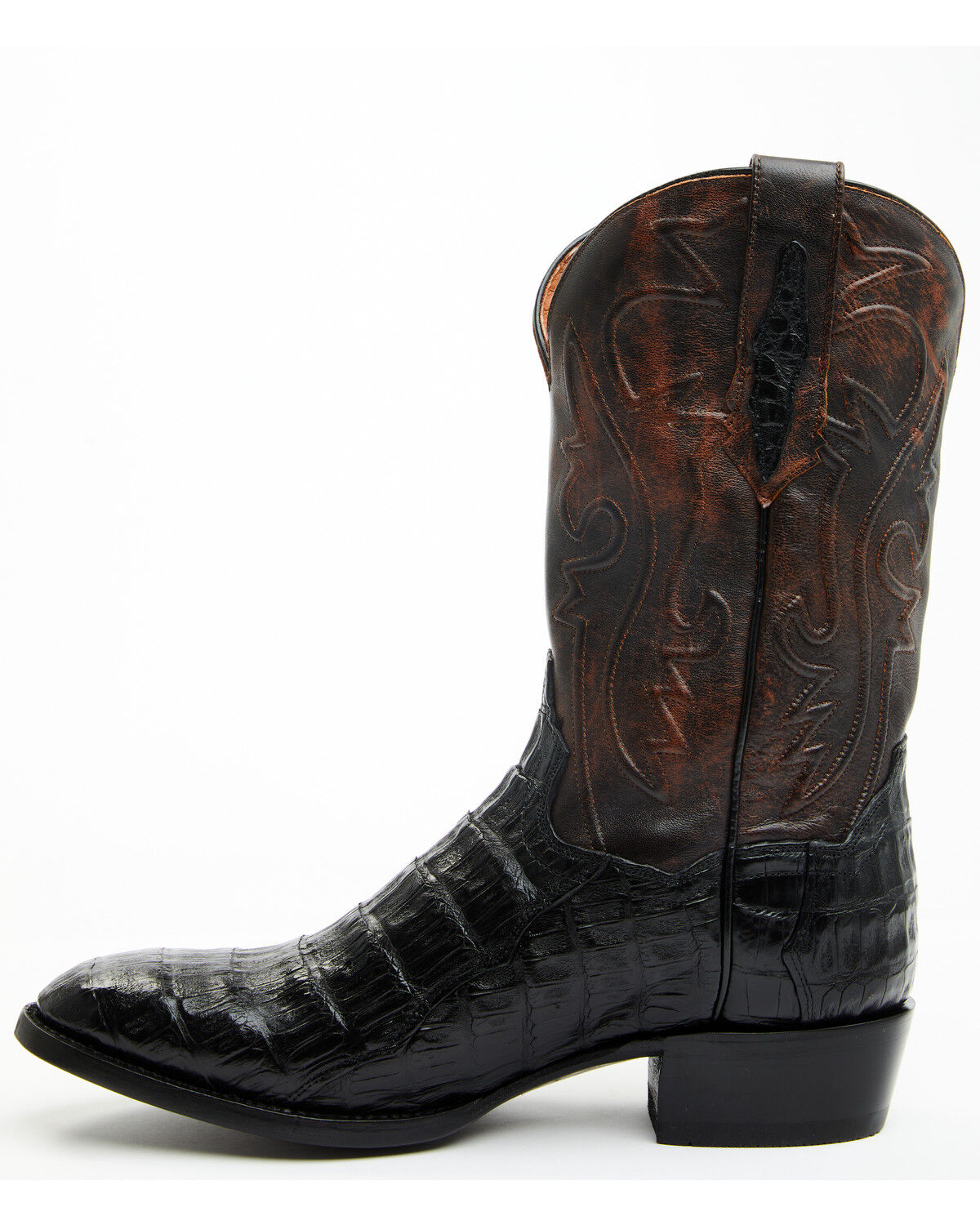 Image #3 - Dan Post Men's Exotic Caiman 12" Western Boots - Round Toe, Black, hi-res