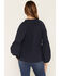 Image #4 - Lovestitch Women's Button Placket Peasant Blouse, Navy, hi-res