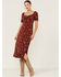 Image #1 - Lush Women's Ruched Front Midi Knit Dress, Rust Copper, hi-res