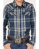 Image #3 - Cody James Boys' Plaid Print Long Sleeve Western Snap Shirt, Navy, hi-res