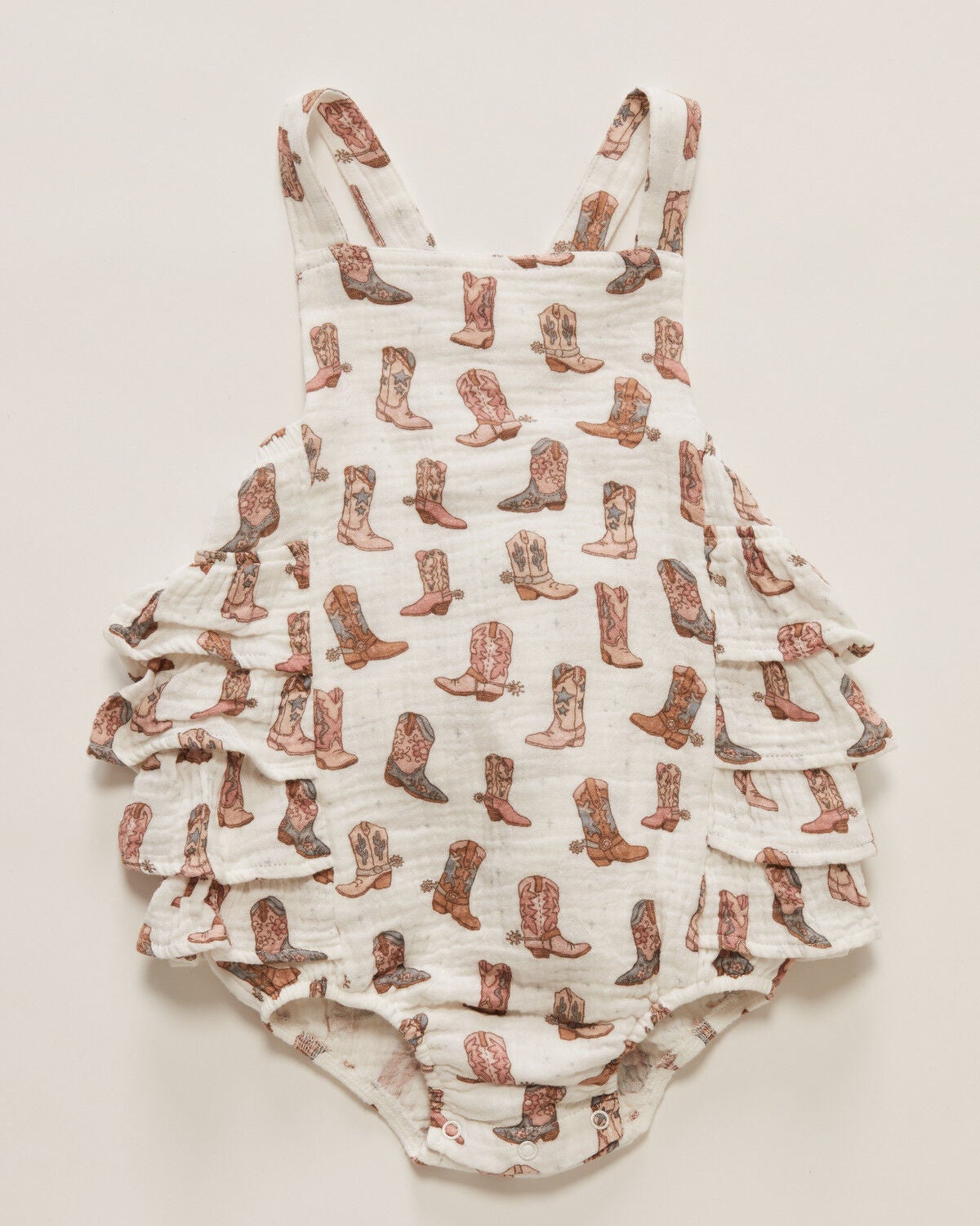 Image #1 - Angel Dear Infant Girls' Cowgirl Boot Onesie, White, hi-res