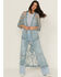 Image #1 - Shyanne Women's Long Embroidered Mesh Kimono, Aqua, hi-res