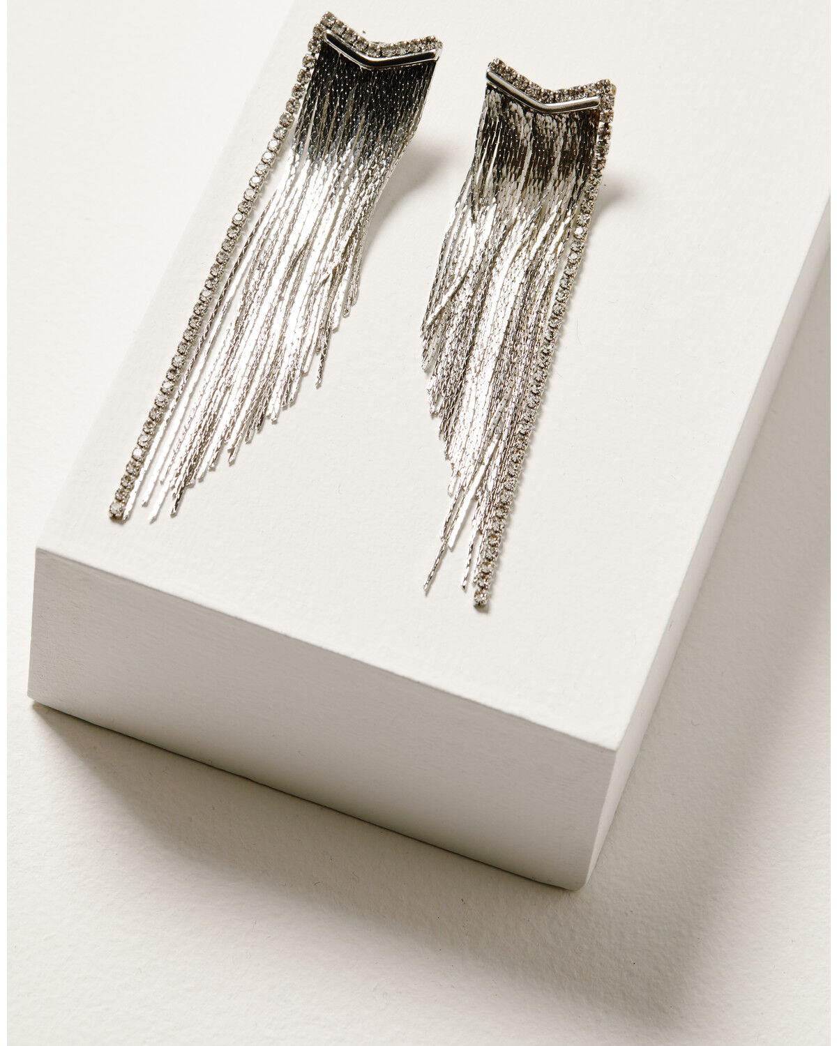 Image #2 - Wonderwest Women's Oblique Fringe Earrings, Silver, hi-res