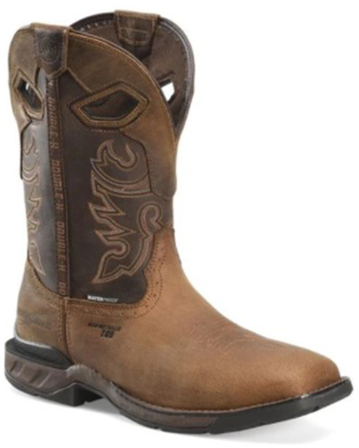 Image #1 - Double H Men's Wilmore Waterproof Pull On Work Boot - Composite Toe, Brown, hi-res