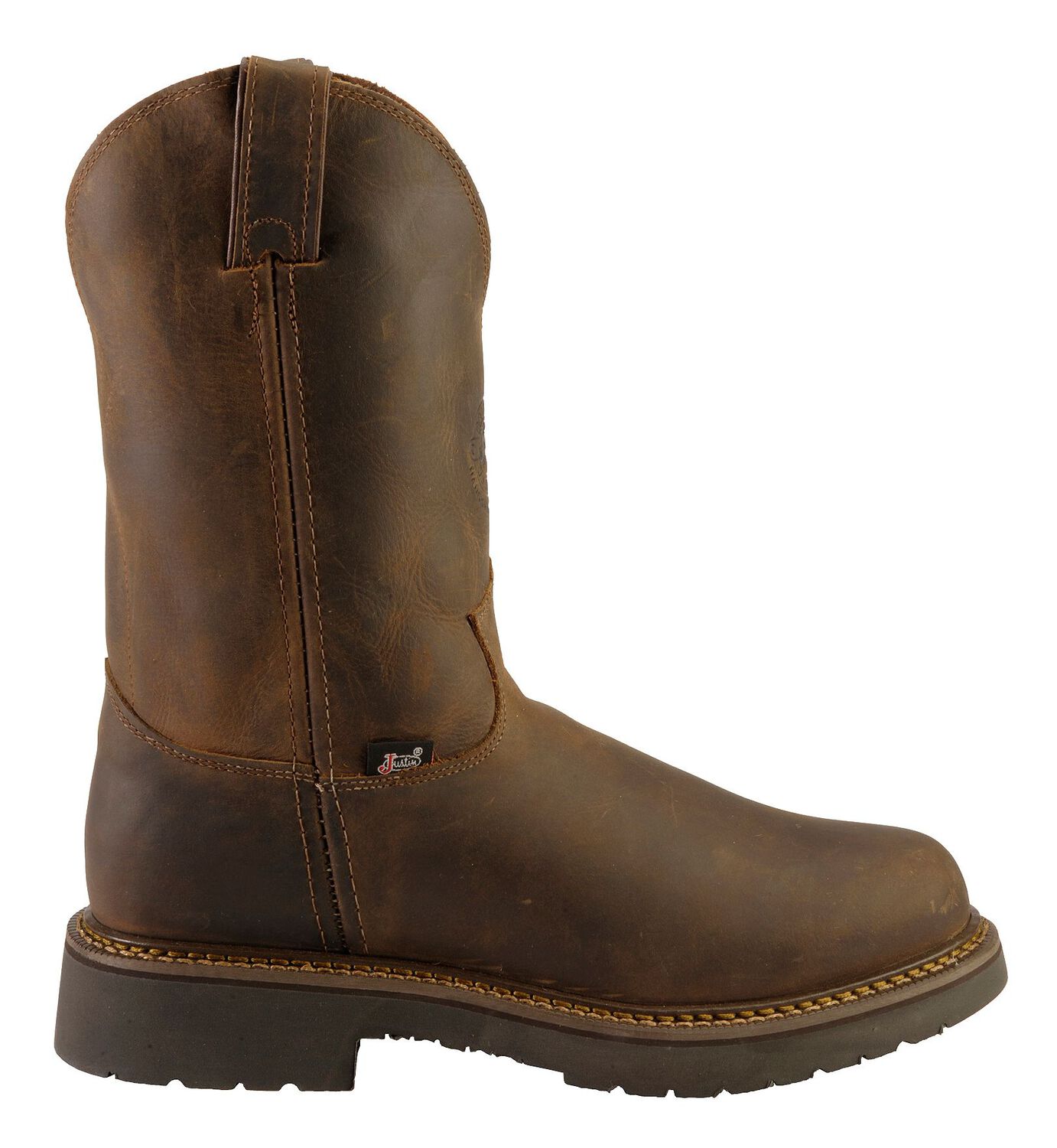 Image #2 - Justin Men's J-Max Balusters Electrical Hazard Pull On Work Boots - Steel Toe, Chocolate, hi-res