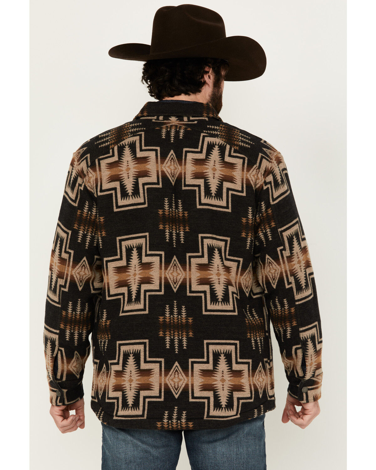 Image #4 - Pendleton Men's Bay City Multicolored Print Snap Sherpa Lined Jacket, Navy, hi-res
