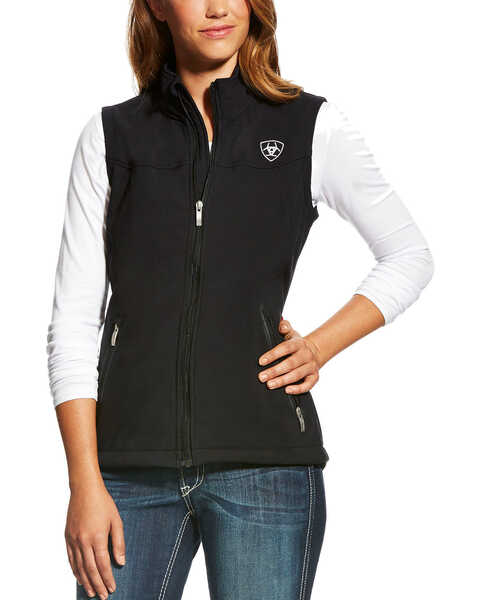 Image #1 - Ariat Women's Team Softshell Vest, Black, hi-res