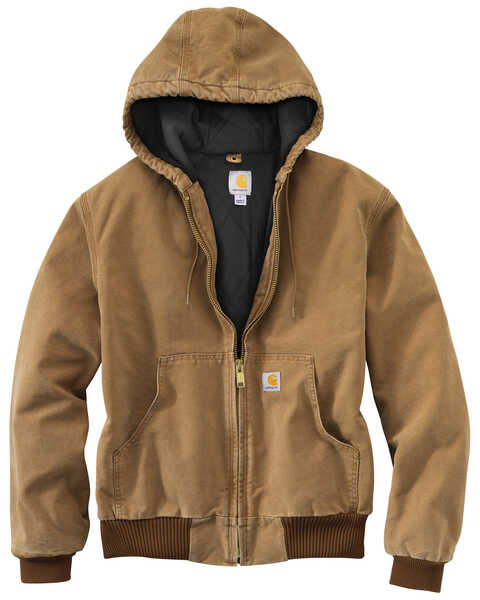 Image #1 - Carhartt Men's Quilted Flannel Lined Duck Active Work Jacket, Brown, hi-res