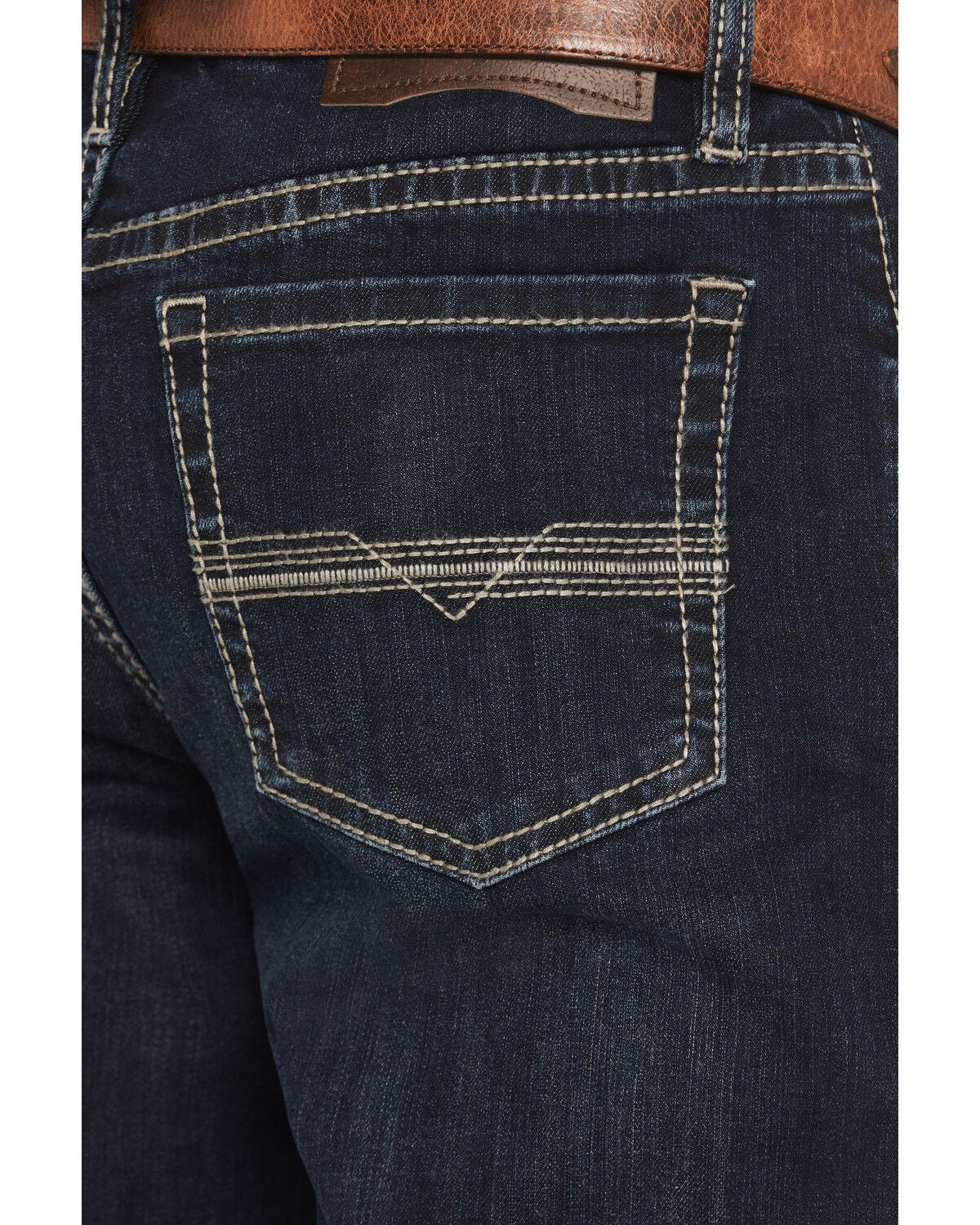 Image #4 - Rock & Roll Denim Men's Alpha Dark Wash Tapered Bootcut Reflex Stretch Denim Jeans, Dark Wash, hi-res