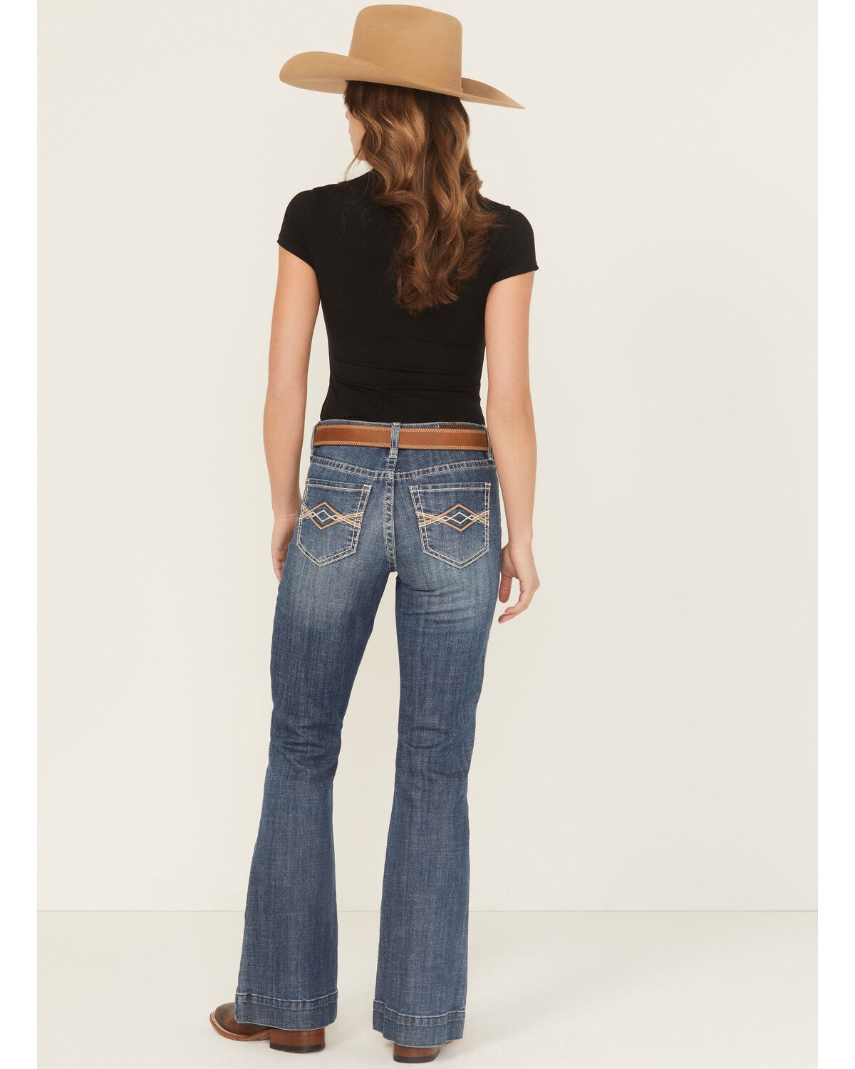 Rock & Roll Denim Women's Medium Wash Trouser Stretch Denim Jeans, Medium Wash, hi-res