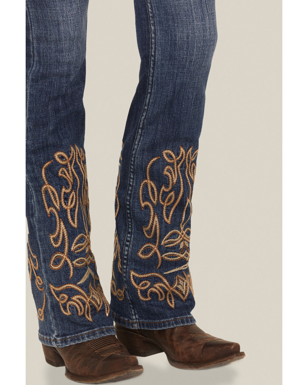 Image #4 - Idyllwind Women's Hawkins Dark Wash Rebel Mid Rise Boot Stitch Super Stretch Denim Jeans, Dark Wash, hi-res