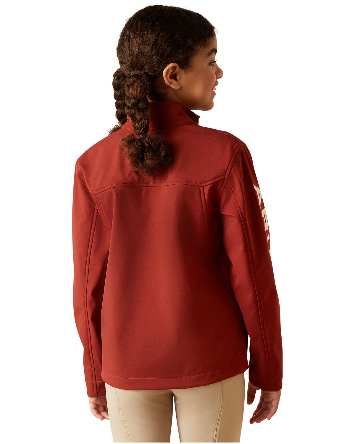 Image #4 - Ariat Girls' New Team Softshell Jacket, Rust Copper, hi-res